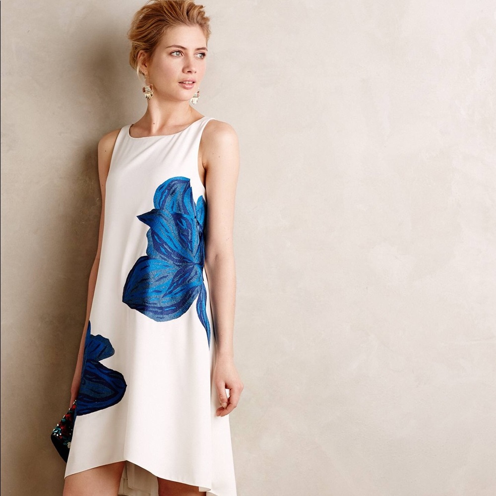 Anthropology Embroidered Bluebell Dress